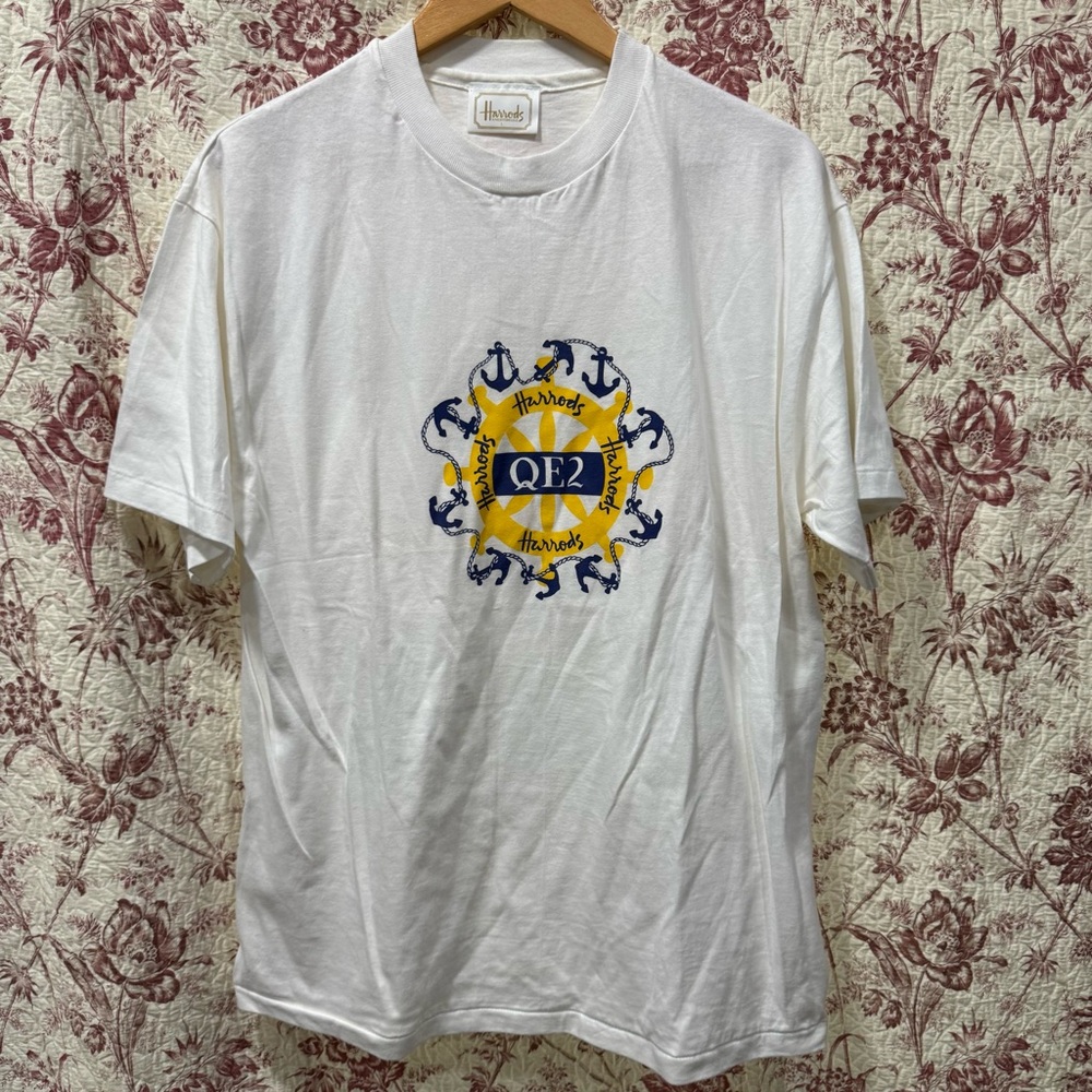 Vintage Harrods QE2 Nautical Graphic Tee Men’s Large